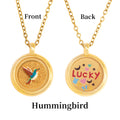 GIVELUCK Charms 18K Gold Plated , Handpainting Cameo Necklace,  hummingbird Necklace, Happy Birthday Charm Fit for Valentine's Day Mother's Day Jewelry Gift for Men and Women