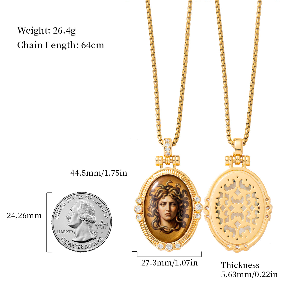 GIVELUCK Luxury 18K Gold Plated Medusa Pendant Necklace – Authentic Vitreous Fire Enamel Greek Mythology Medallion, Heritage Protection Amulet, Fine Cultural Iconography Gift for Her, Wife, Friends