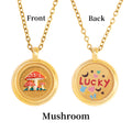 GIVELUCK Charms 18K Gold Plated , Handpainting Cameo Necklace, Mushroom Necklace, Happy Birthday Charm Fit for Valentine's Day Mother's Day Jewelry Gift for Men and Women