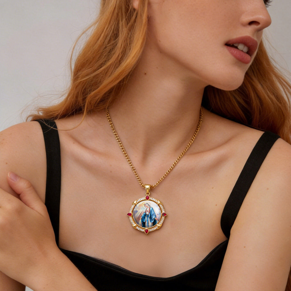 Virgin Mary Pendant,Miraculous Medal Necklace,Virgen de Guadalupe Necklace,304l Stainless Steel Virgin Mary Necklaces,Catholic Gifts