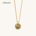GIVELUCK 18k Plated Gold Catholic Pendant Necklace for Women and Men Cameo Embossing Our Mother of Perpetual Help Virgin Mary Miraculous Medal