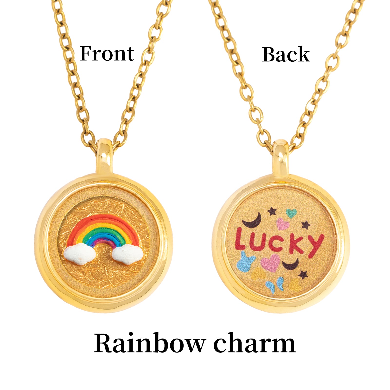 GIVELUCK Charms 18K Gold Plated , Handpainting Cameo Necklace,Rainbow Necklace, Happy Birthday Charm Fit for Valentine's Day Mother's Day Jewelry Gift for Men and Women