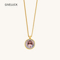 GIVELUCK 18k Plated Gold Catholic Sacred Heart of Jesus Devotional Medal Cameo Embossing Pendant Necklace for Man and Women