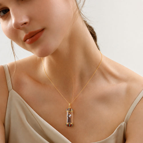 18K Gold Plated Saint Anthony Miniature Necklace, Saint Anthony Devotional Medal,  Hand‑Painted Sacred Art Faith Jewelry for Men and Women