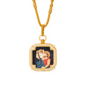 GIVELUCK 18k Plated Gold Zircon Saint Christopher Devotional Medal Pendant Necklace Catholic Protection Medal for Man and Women