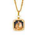 GIVELUCK 18k Plated Gold Zircon Pendant Necklace for Men and Women Cameo Embossing Catholic Medal Saint Joseph Medal Devotional Protection Medal