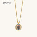 GIVELUCK 18k Plated Gold Catholic Pendant Necklace for Women Men Cameo Embossing Saint Anthony of Padua Devotional Medal Stainless Steel