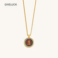 GIVELUCK 18k Plated Gold Catholic St. Benedict Devotional Medal Cameo Embossing Pendant Necklace