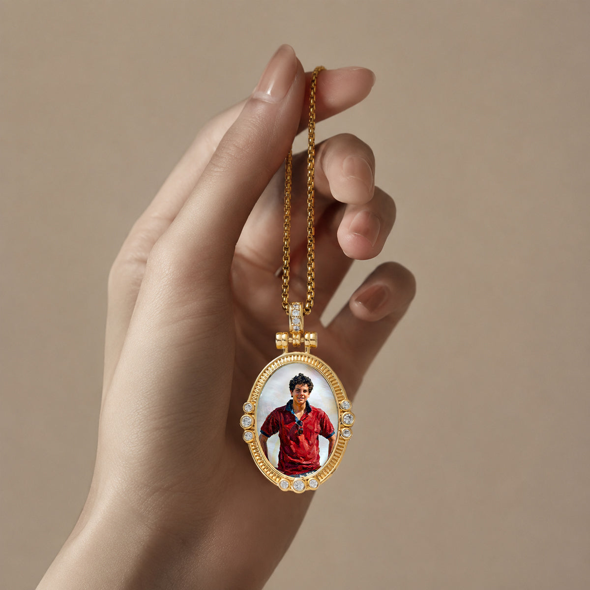 GIVELUCK St. Carlo Acutis Necklace for Men & Women, 18K Gold Plated Mother of Pearl St. Carlo Acutis Pendant with Zircon, Catholic Protection Jewelry Gift