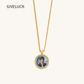 GIVELUCK 18k Plated Gold Catholic Saint Carlo Acutis Devotional Medal Pendant Necklace with Cameo Embossing