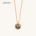 GIVELUCK 18k Plated Gold Catholic Saint Charbel Devotional Medal Cameo Embossing Pendant Necklace