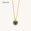 GIVELUCK 18k Plated Gold Saint Christopher Devotional Medal Pendant Necklace Catholic Protection Medal for Mean and Women