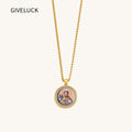 GIVELUCK 18k Plated Gold Pendant Necklace Cameo Embossing Catholic Medal Saint-Francis-of-Assisi Devotional Medal Protection Medal