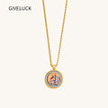 GIVELUCK 18k Plated Gold Pendant Necklace Cameo Embossing Catholic Medal Saint George Medal Dragon slayer Protection Medal Devotional Medal