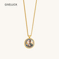 GIVELUCK 18k Plated Gold Pendant Necklace Cameo Embossing Catholic Medal Saint Peter Devotional Medal Protection Medal