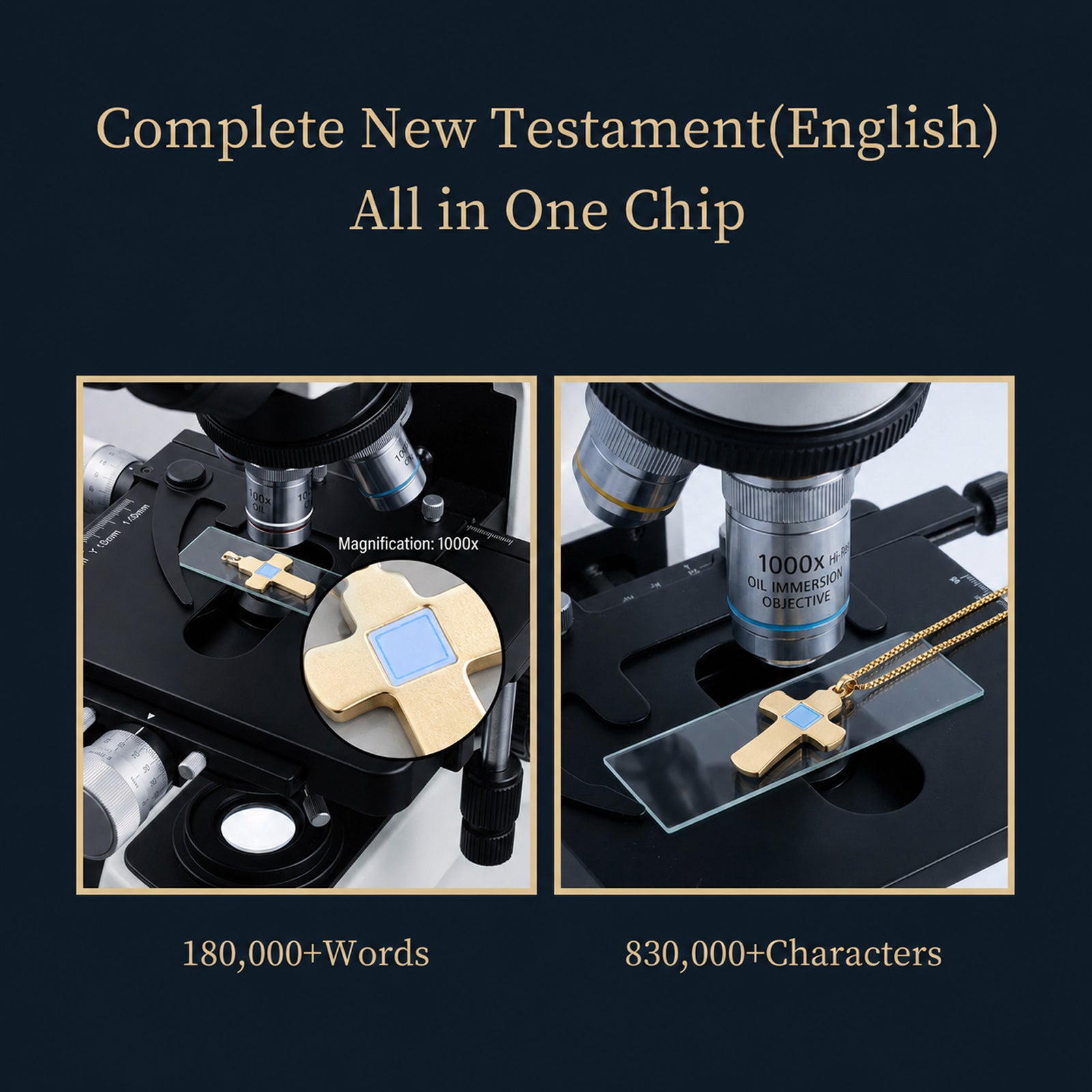 GIVELUCK 18K Gold Plated Nano Bible Necklace – Elegant Little Cross Pendant Featuring the Entire New Testament Engraved with Advanced Nano Technology, A Unique and Meaningful Religious Gift for Men & Women