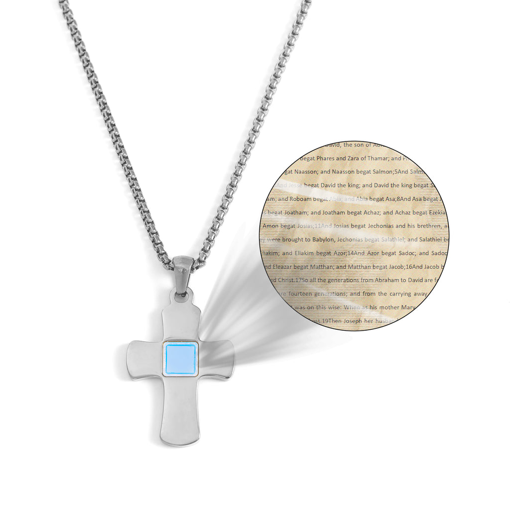 GIVELUCK 18K Gold Plated Nano Bible Necklace – Elegant Little Cross Pendant Featuring the Entire New Testament Engraved with Advanced Nano Technology, A Unique and Meaningful Religious Gift for Men & Women