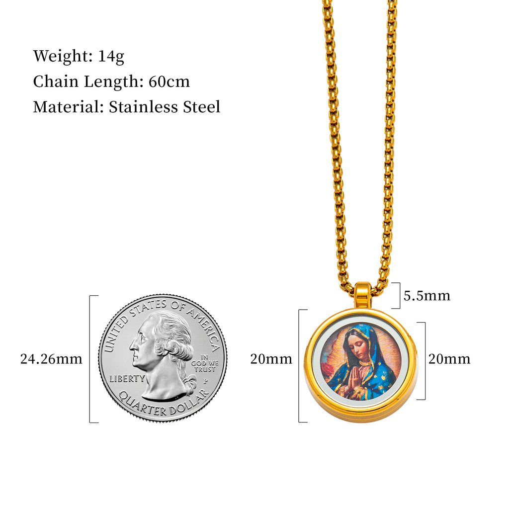 GIVELUCK 18k Plated Gold Catholic St. Benedict Devotional Medal Cameo Embossing Pendant Necklace