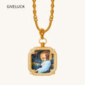GIVELUCK 18k Plated Gold Zircon Catholic Jesus Christ Devotional Medal Cameo Embossing Pendant Necklace for Man and Women